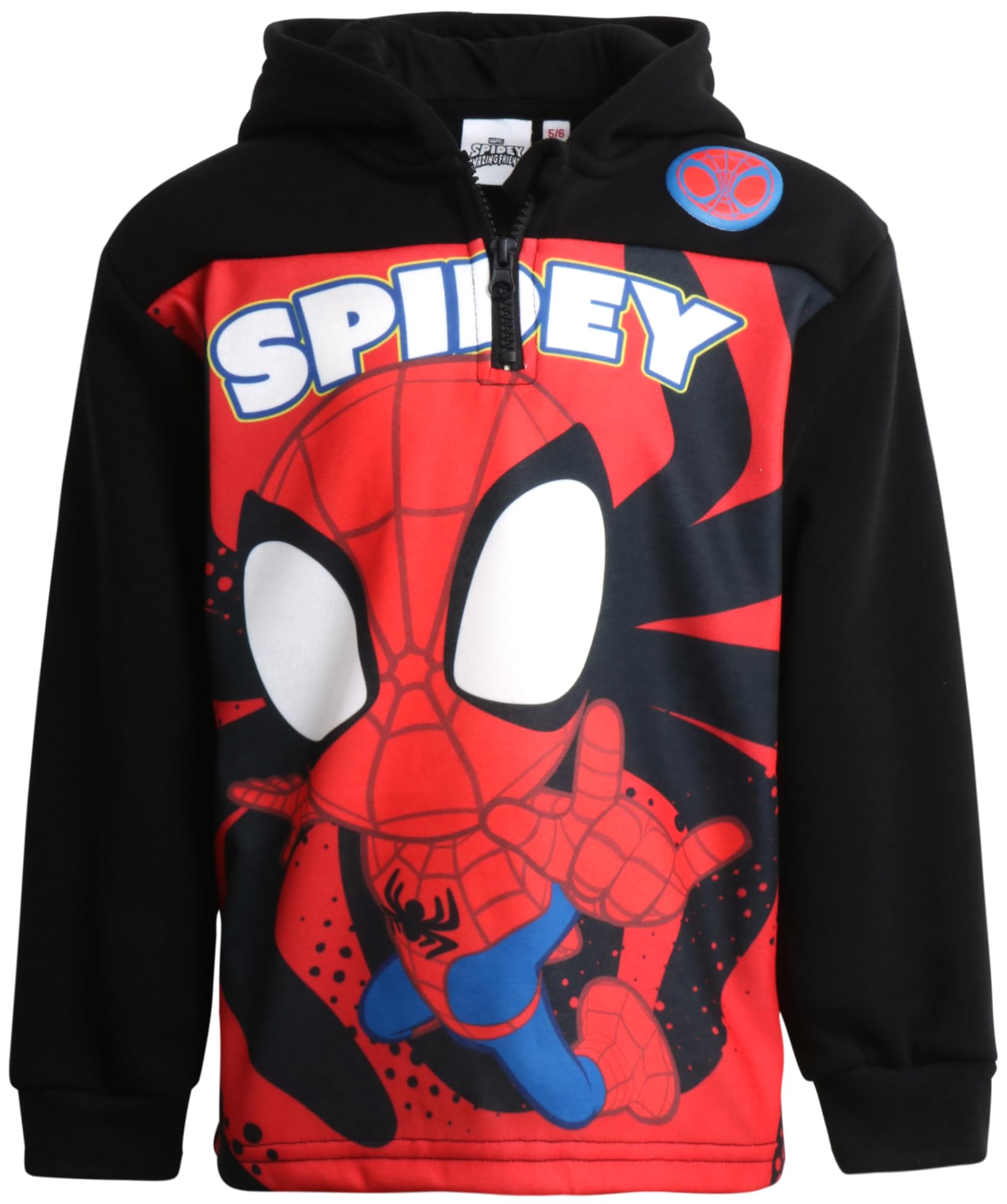 Marvel Boys Spiderman Hoodie - Captain America Spidey Iron Man Hulk Quarter Zip Sweatshirt Graphic Hoodies for Toddler & Kid